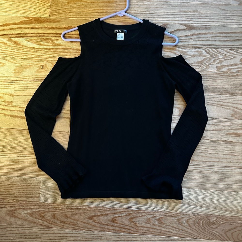 NWOT Venus Black Cold Shoulder Sweater